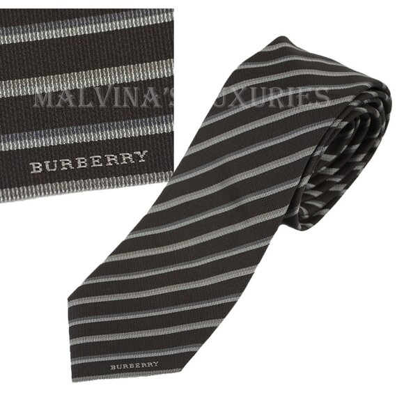 BURBERRY LONDON TIE WOVEN SILK CLASSIC STRIPED NEW AUTH - Picture 1 of 6